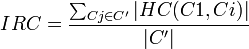 IRC = \frac{\sum_{Cj\in C'} |HC(C1,Ci)|}{|C'|}