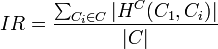 IR = \frac{\sum_{C_i \in C}|H^C(C_1,C_i)|}{|C|}